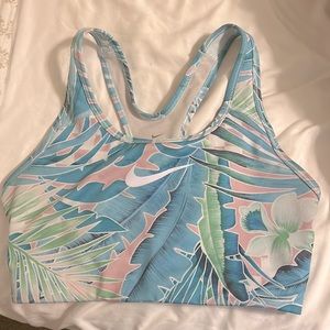 Nike Blue and Pink Tropical Sports Bra